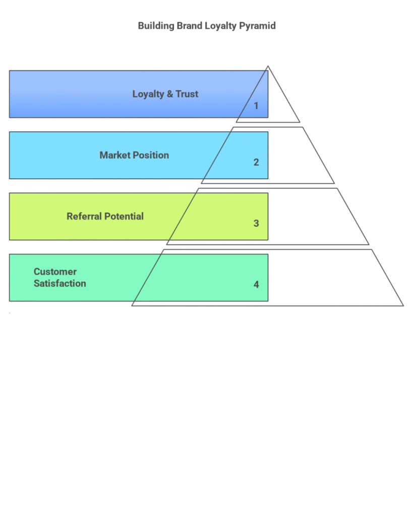 Pyramid showing different key factors responsible for Net Promoter's Score